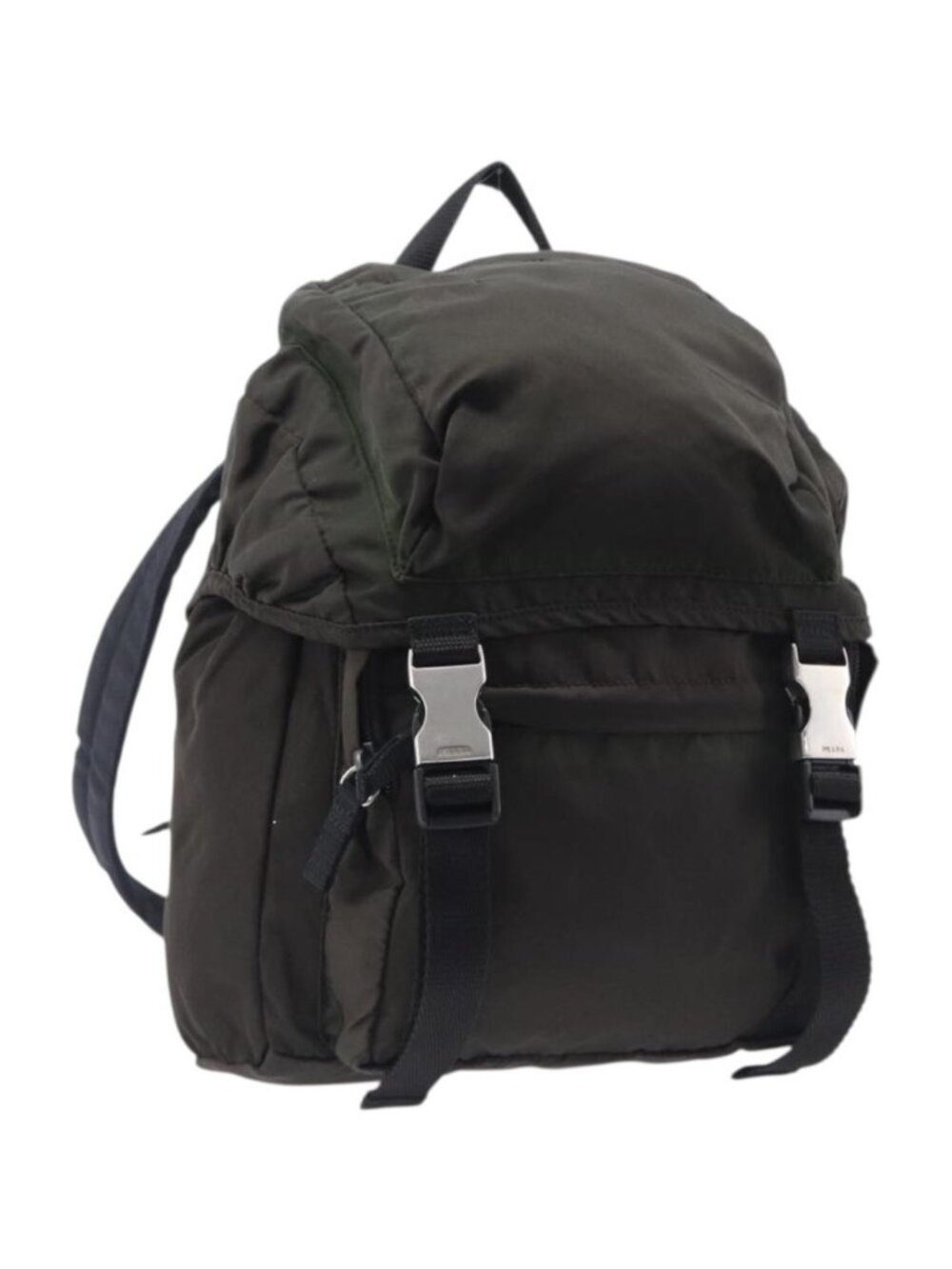 PRADA Backpack Nylon Khaki Silver